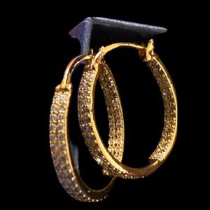 - monooc 14k gold plated 925s zirconia hoop earring